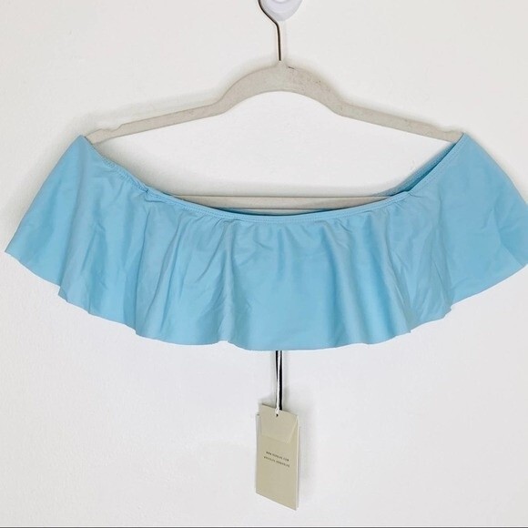 Beach Riot Swim Top Off Shoulder Ruffle Light Blue Size Small Bikini New NWT - Picture 2 of 6